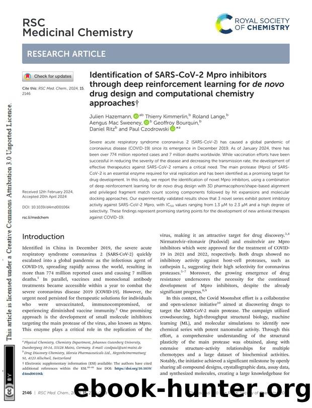 Identification of SARS-CoV-2 Mpro inhibitors through deep reinforcement learning for de novo drug design and computational chemistry approaches by unknow