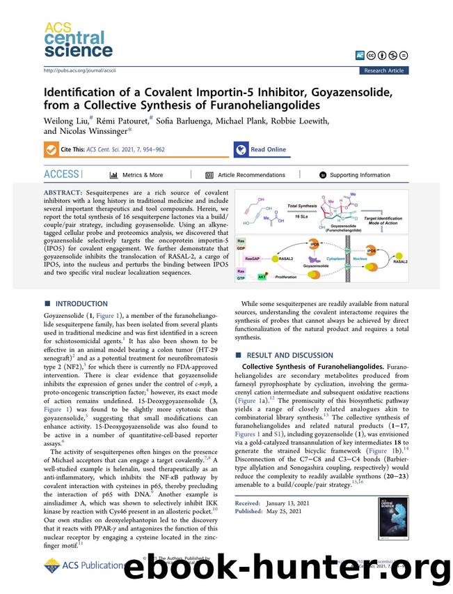 Identification of a Covalent Importinâ5 Inhibitor, Goyazensolide, from a Collective Synthesis of Furanoheliangolides by unknow