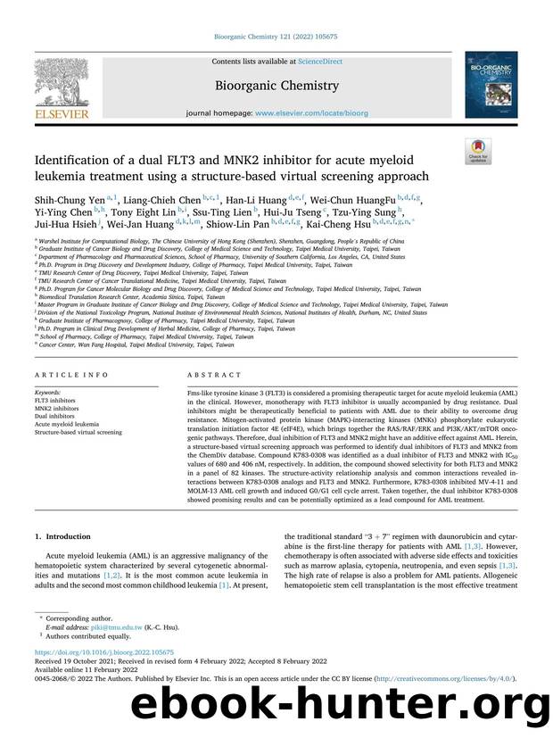 Identification of a dual FLT3 and MNK2 inhibitor for acute myeloid leukemia treatment using a structure-based virtual screening approach by unknow