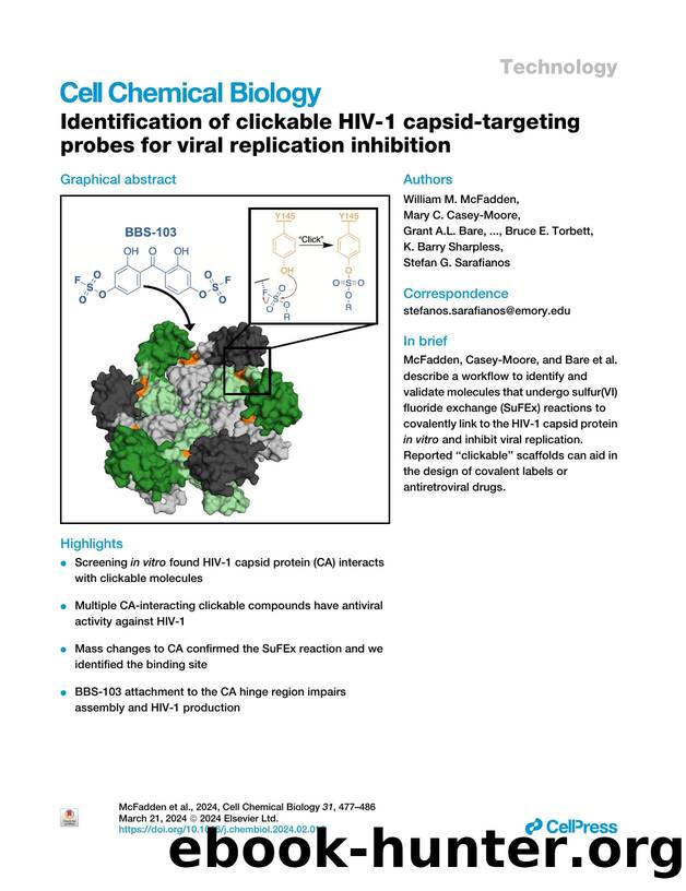 Identification of clickable HIV-1 capsid-targeting probes for viral replication inhibition by unknow