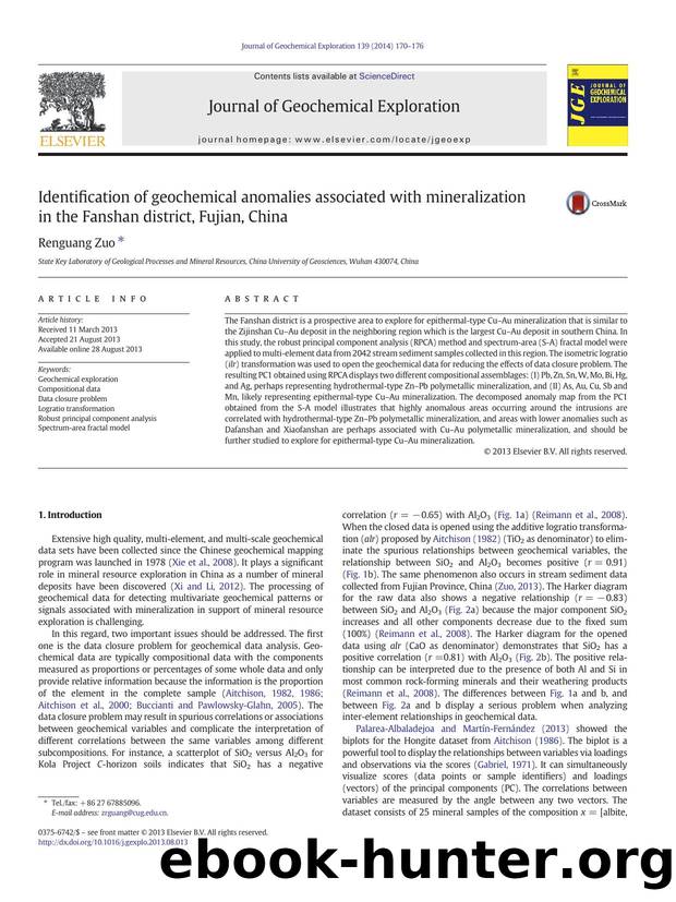 Identification of geochemical anomalies associated with mineralization in the Fanshan district, Fujian, China by Renguang Zuo