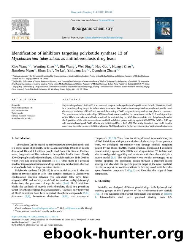 Identification of inhibitors targeting polyketide synthase 13 of Mycobacterium tuberculosis as antituberculosis drug leads by unknow