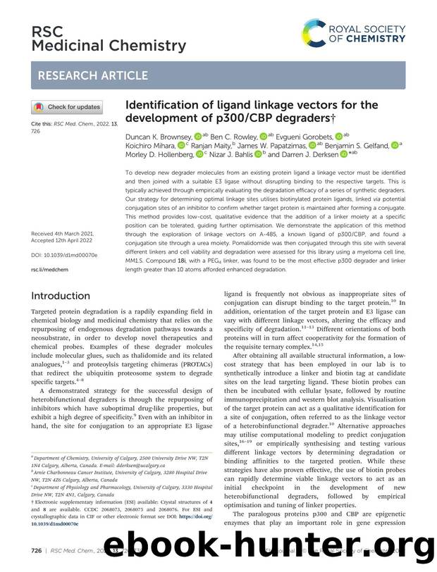 Identification of ligand linkage vectors for the development of p300CBP degraders by unknow