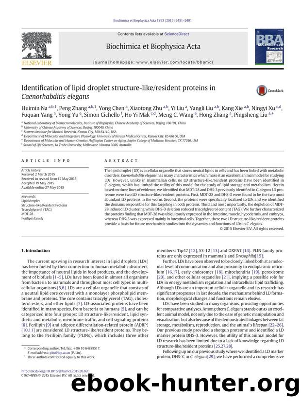 Identification of lipid droplet structure-likeresident proteins in Caenorhabditis elegans by unknow