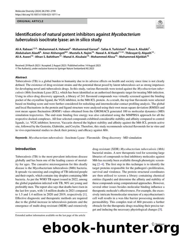 Identification of natural potent inhibitors against Mycobacterium tuberculosis isocitrate lyase: an in silico study by unknow