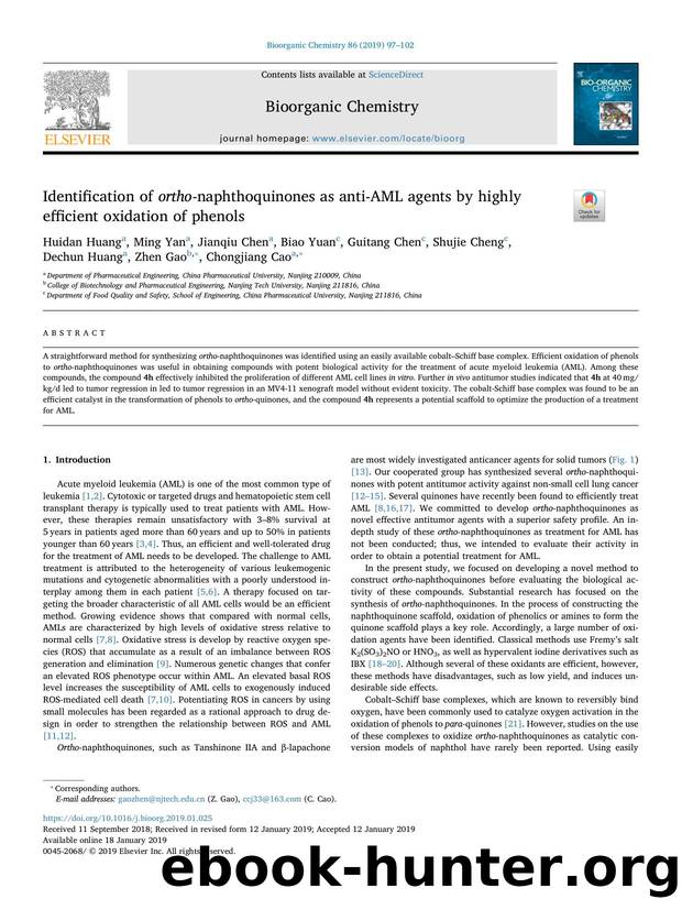 Identification of ortho-naphthoquinones as anti-AML agents by highly efficient oxidation of phenols by unknow