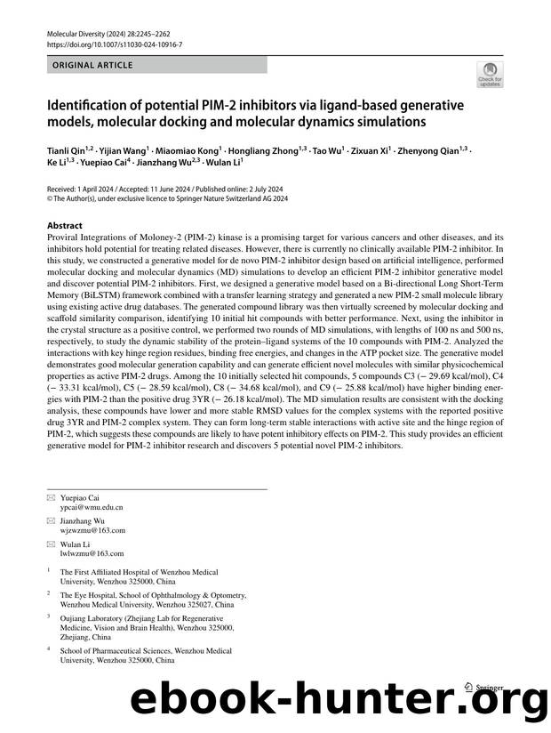 Identification of potential PIM-2 inhibitors via ligand-based generative models, molecular docking and molecular dynamics simulations by unknow