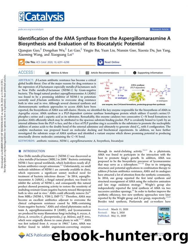 Identification of the AMA Synthase from the Aspergillomarasmine A Biosynthesis and Evaluation of Its Biocatalytic Potential by unknow