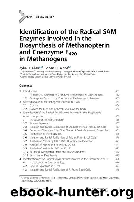 Identification of the Radical SAM Enzymes Involved in the Biosynthesis of Methanopterin and Coenzyme F420 in Methanogens by Kylie D. Allen