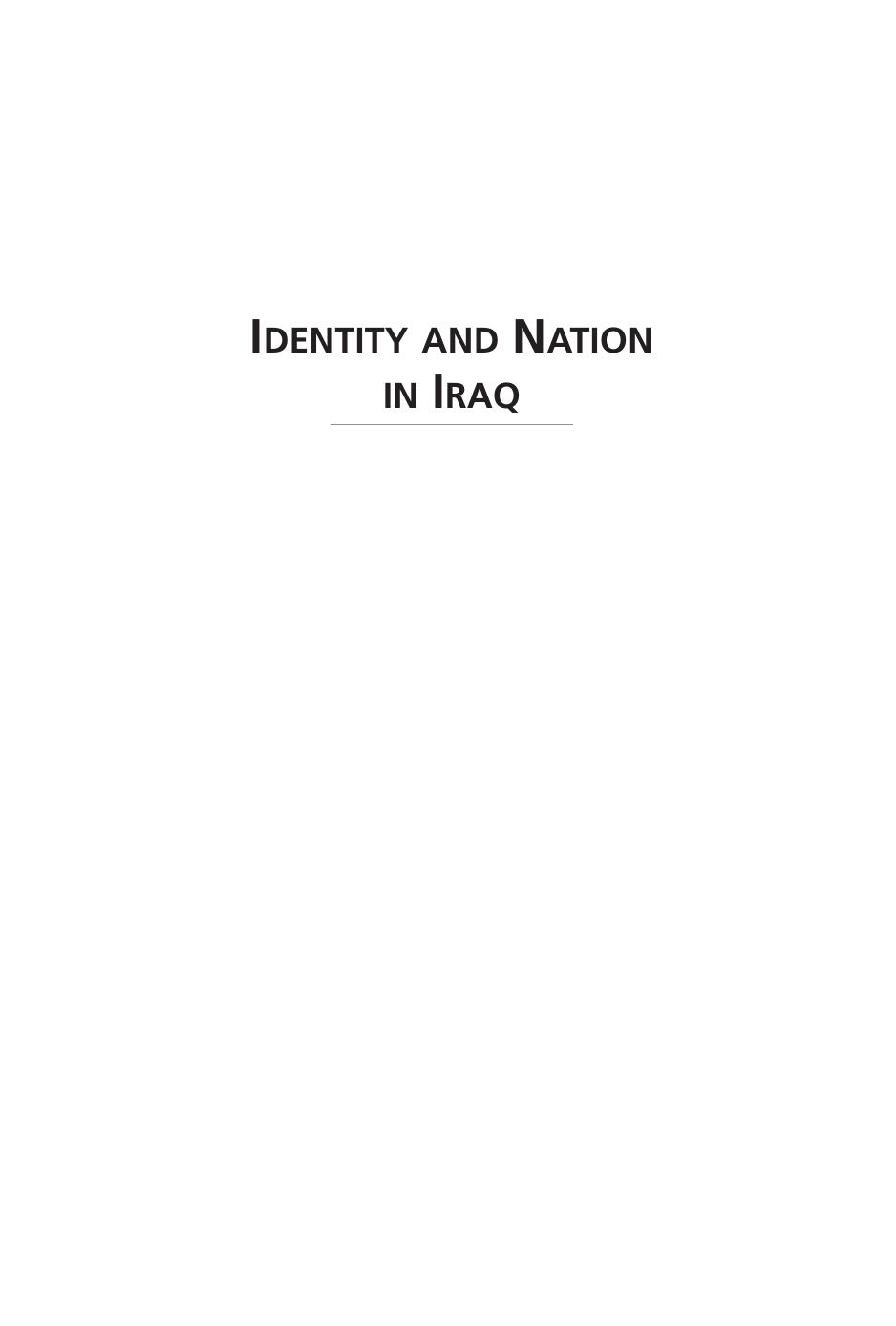 Identity and Nation in Iraq by Sherko Kirmanj