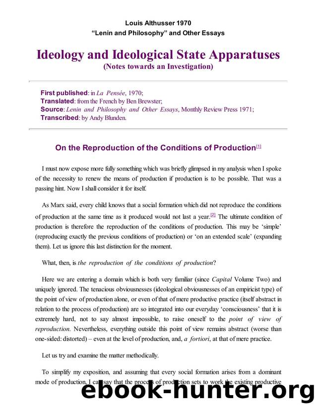 Ideology and Ideological State Apparatuses by Althusser