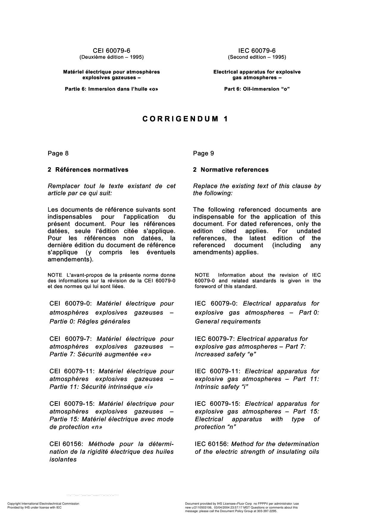 Iec 60079-6 Electrical Apparatus For Explosive Gas Atmospheres by Oil-Immersion 'o'