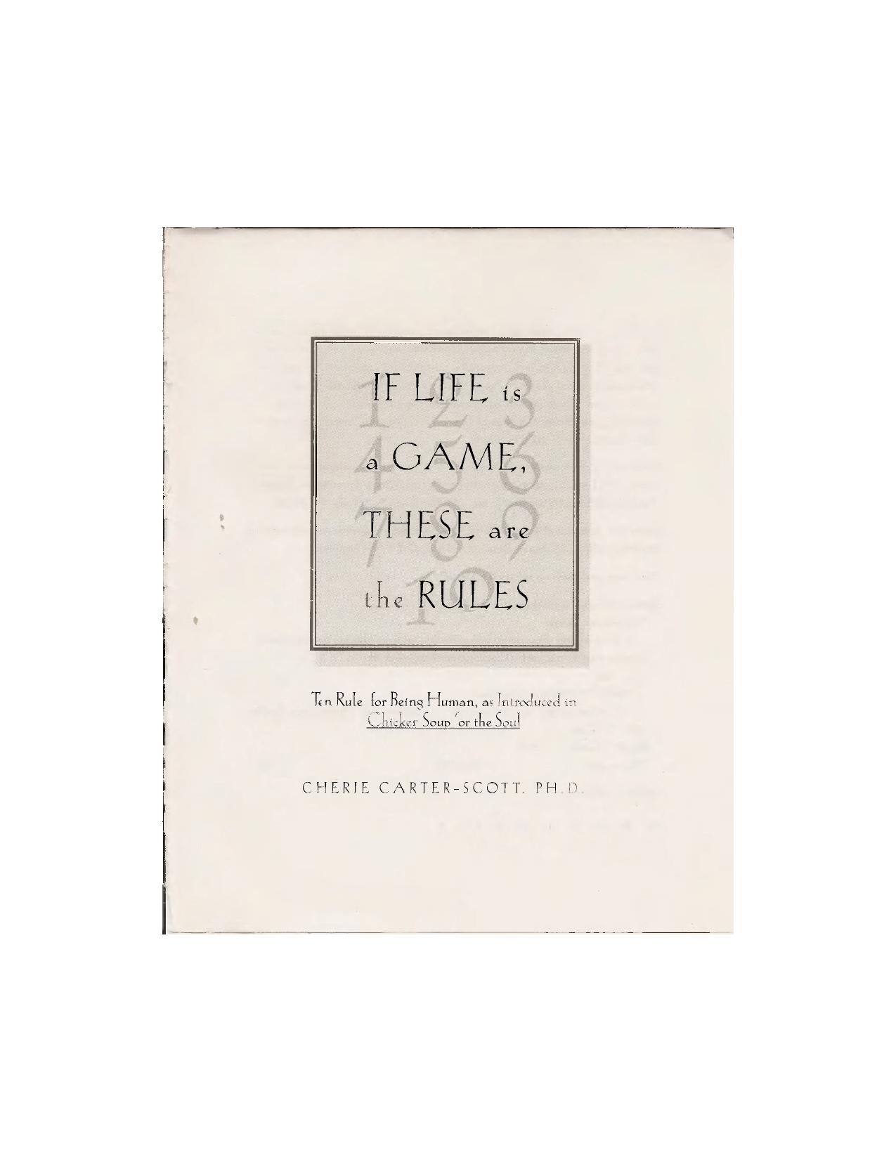 If Life Is a Game, These Are the Rules by Cherie Carter-Scott
