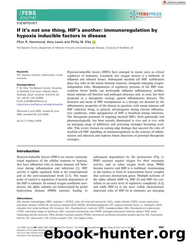 If itâs not one thing, HIFâs another: immunoregulation by hypoxia inducible factors in disease by Unknown