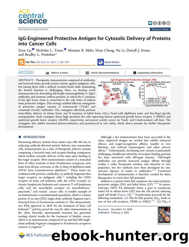 IgG-Engineered Protective Antigen for Cytosolic Delivery of Proteins into Cancer Cells by unknow