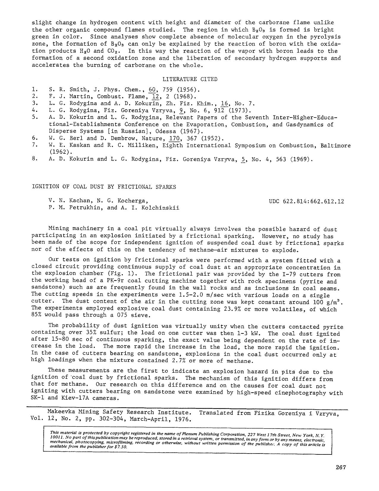 Ignition of coal dust by frictional sparks by Unknown