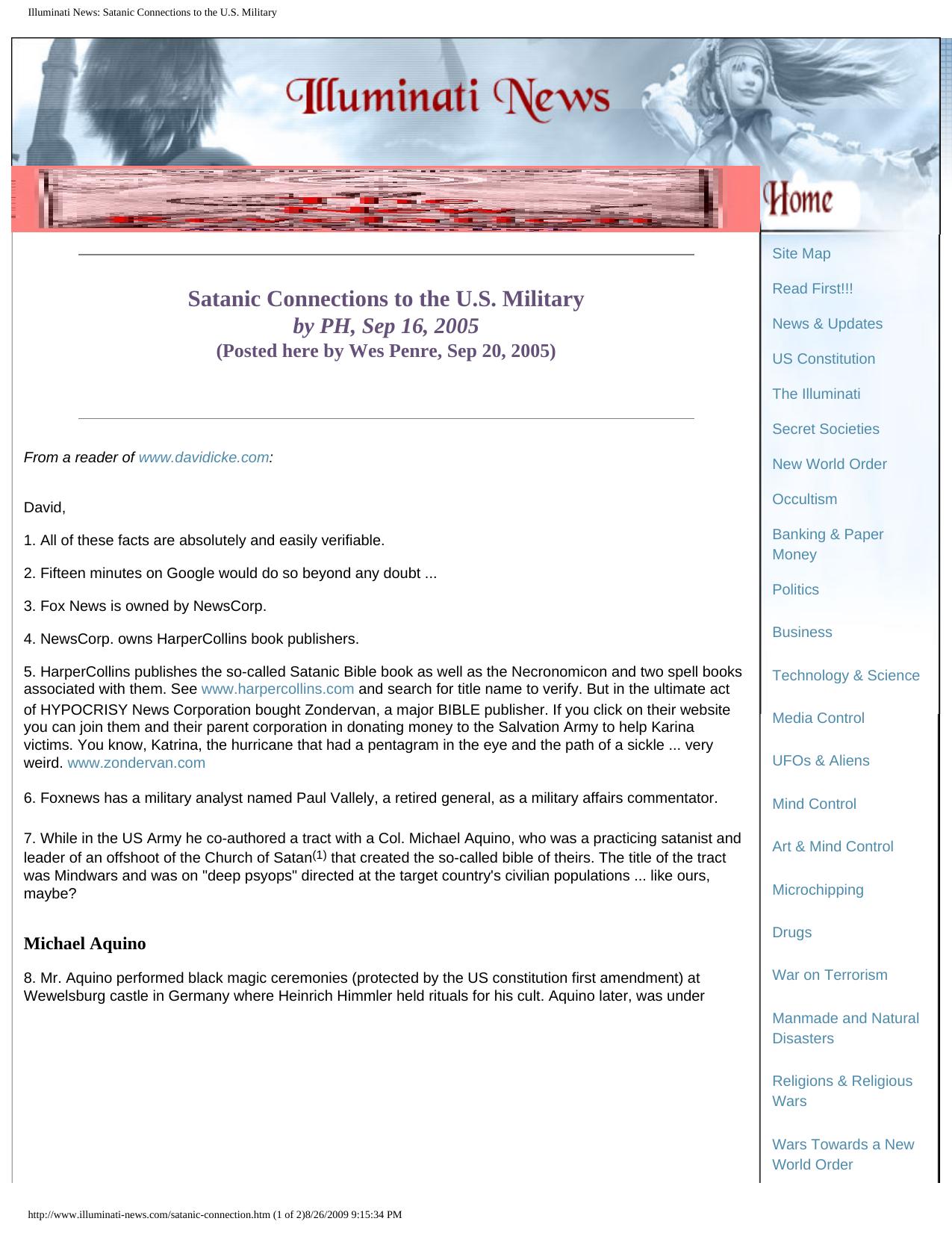 Illuminati News: Satanic Connections to the U.S. Military by Unknown