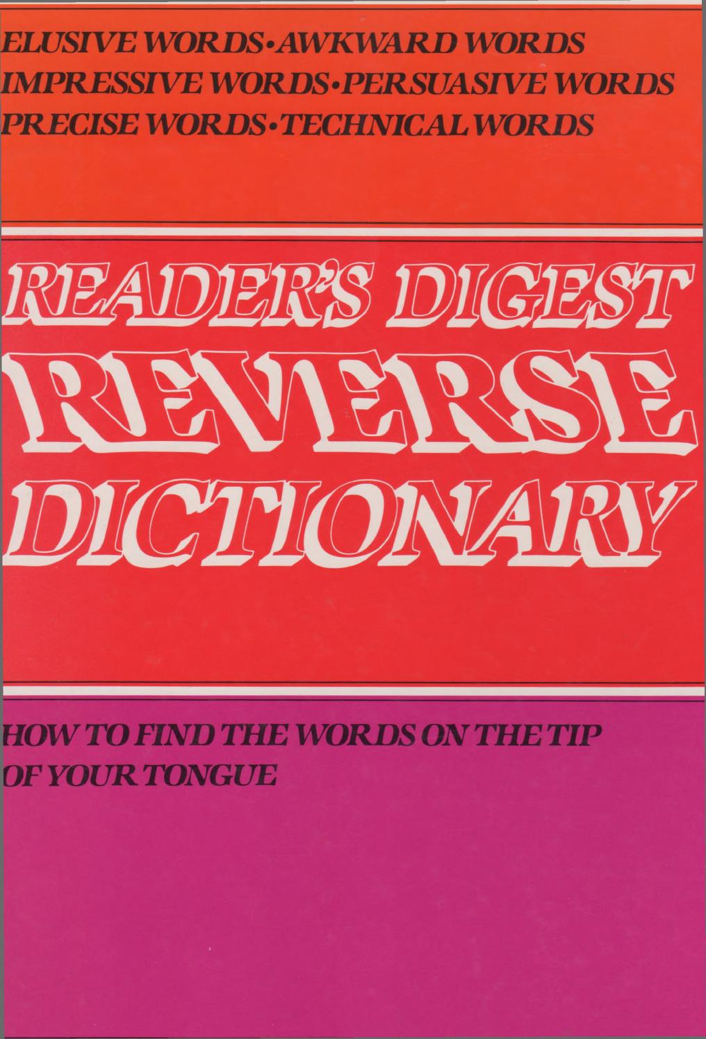 Illustrated reverse dictionary : find the words on the tip of your tongue by John Ellison Kahn Walter D. Glanze