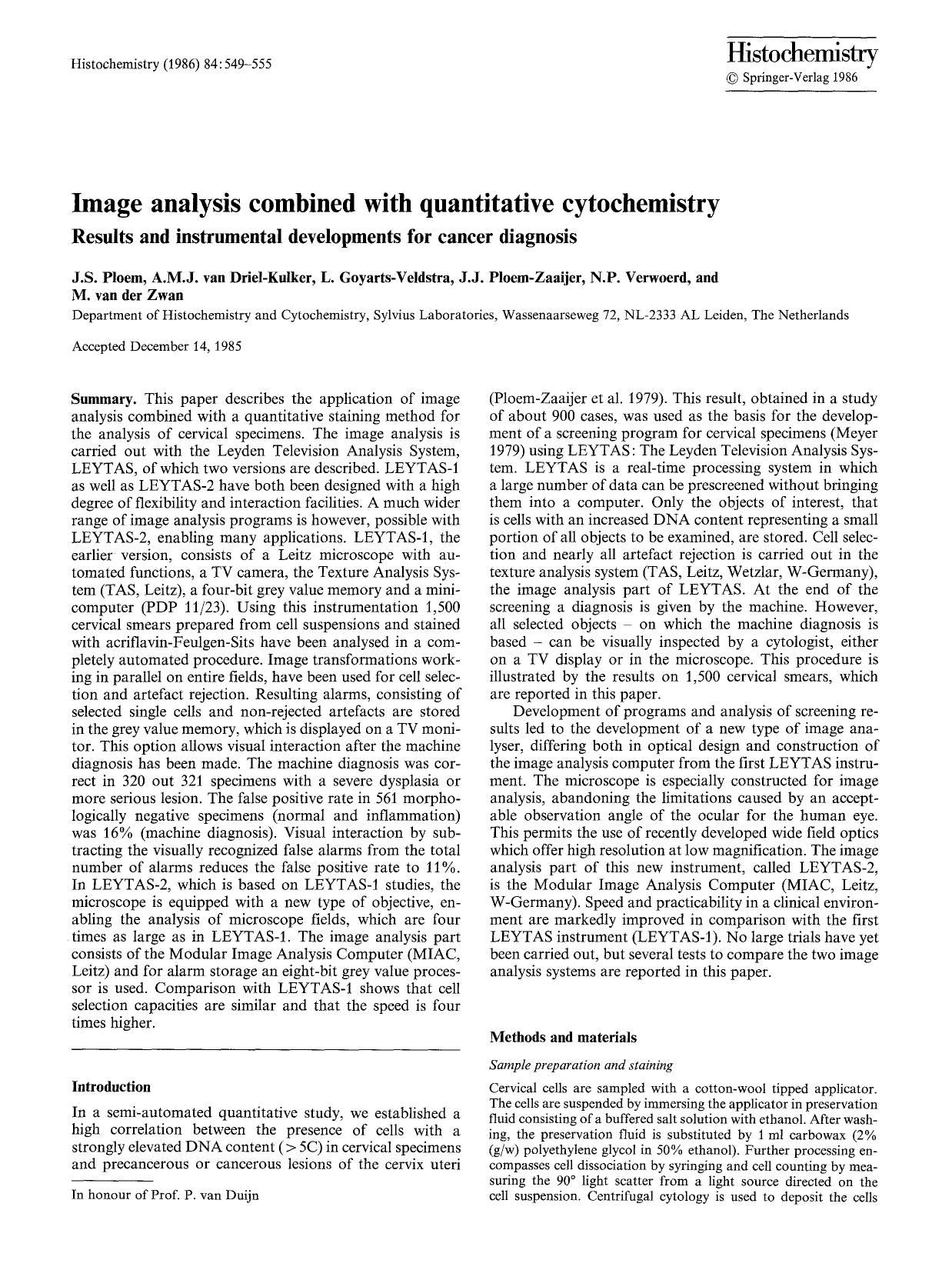 Image analysis combined with quantitative cytochemistry by Unknown