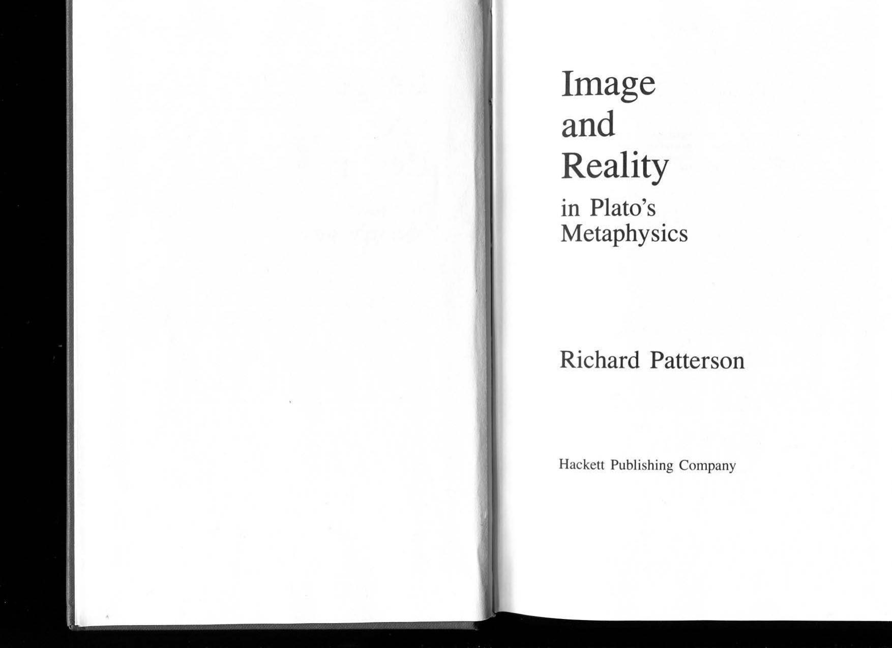 Image and Reality in Plato's Metaphysics by Richard Patterson