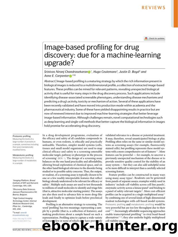 Image-based profiling for drug discovery: due for a machine-learning upgrade? by Srinivas Niranj Chandrasekaran & Hugo Ceulemans & Justin D. Boyd & Anne E. Carpenter