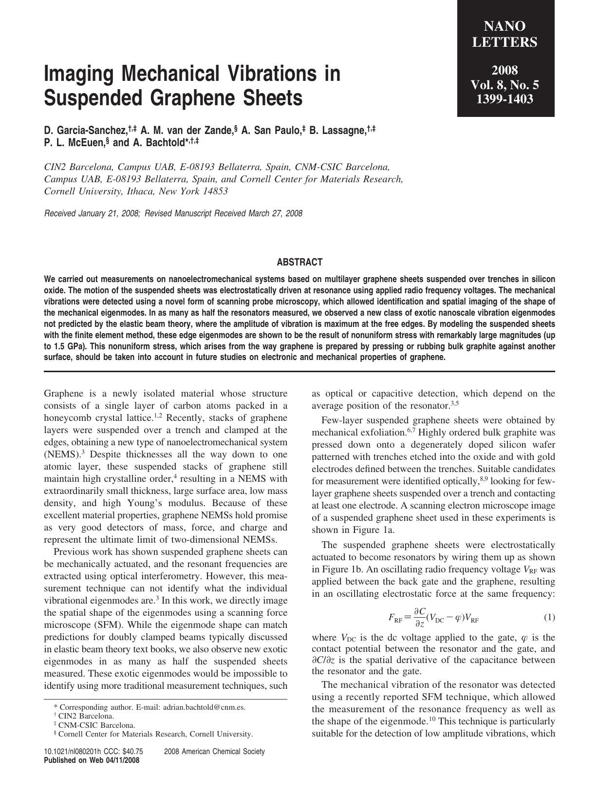 Imaging Mechanical Vibrations in Suspended Graphene Sheets by Unknown