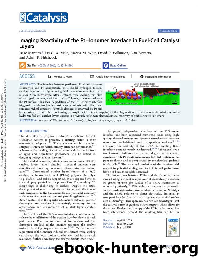 Imaging Reactivity of the PtâIonomer Interface in Fuel-Cell Catalyst Layers by Isaac Martens Lis G. A. Melo Marcia M. West David P. Wilkinson Dan Bizzotto & Adam P. Hitchcock