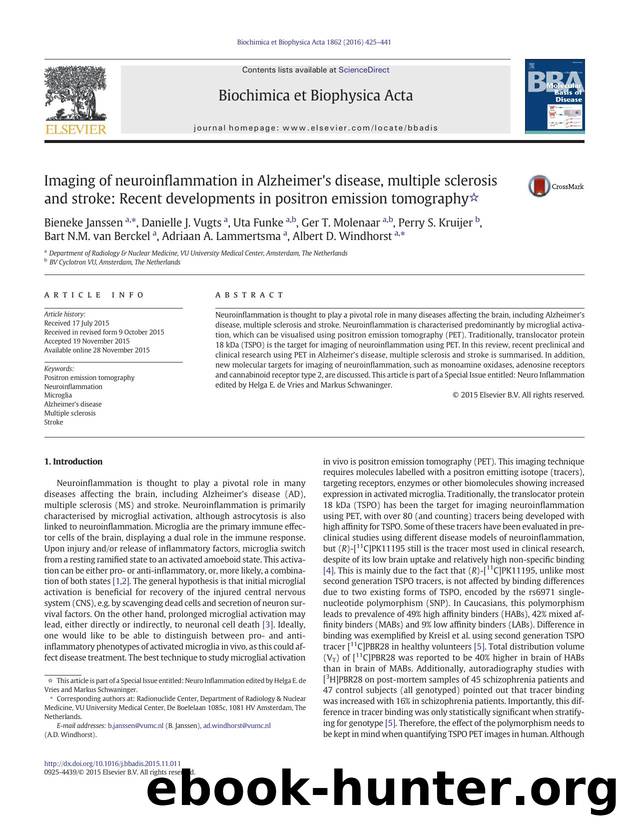 Imaging of neuroinflammation in Alzheimer's disease, multiple sclerosis and stroke: Recent developments in positron emission tomography by unknow