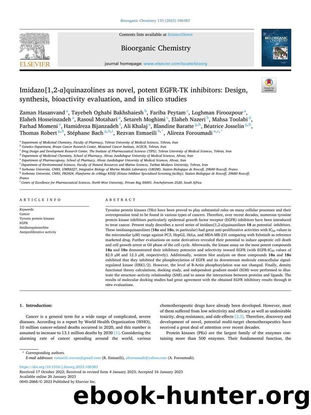 Imidazo[1,2- a ]quinazolines as novel, potent EGFR-TK inhibitors: Design, synthesis, bioactivity evaluation, and in silico studies by unknow