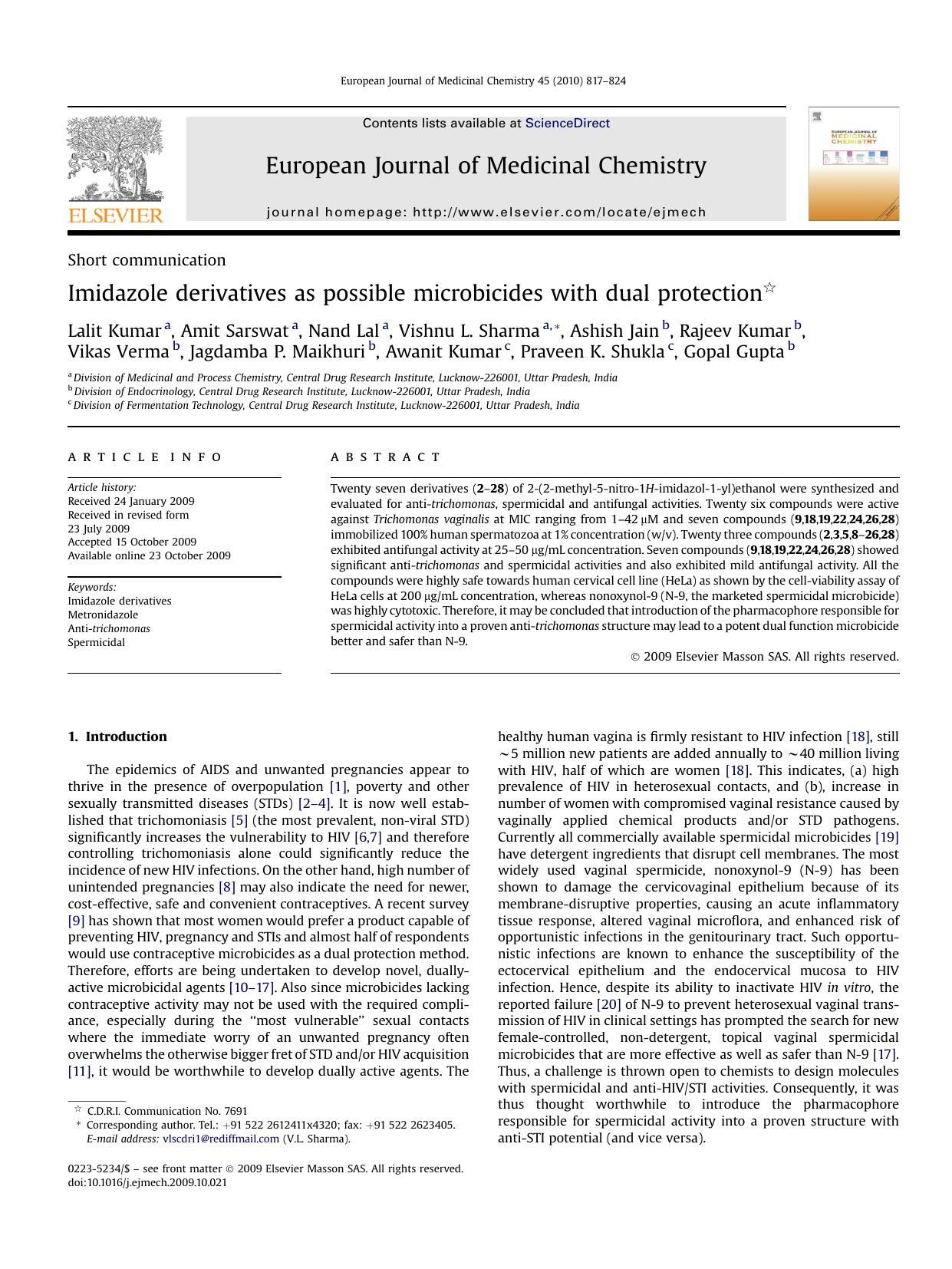 Imidazole derivatives as possible microbicides with dual protection by unknow