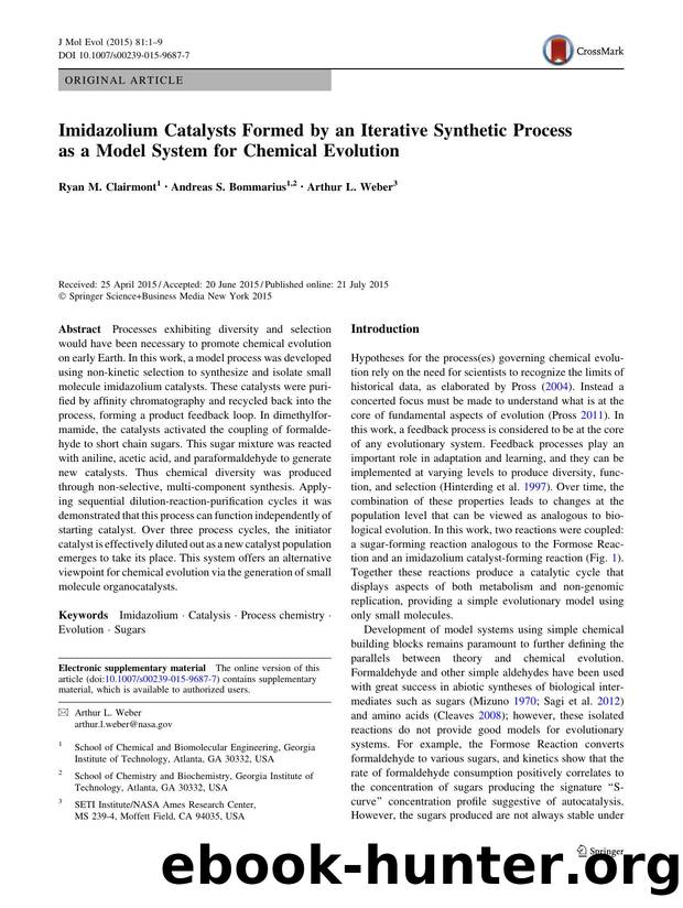 Imidazolium Catalysts Formed by an Iterative Synthetic Process as a Model System for Chemical Evolution by Ryan M. Clairmont & Andreas S. Bommarius & Arthur L. Weber