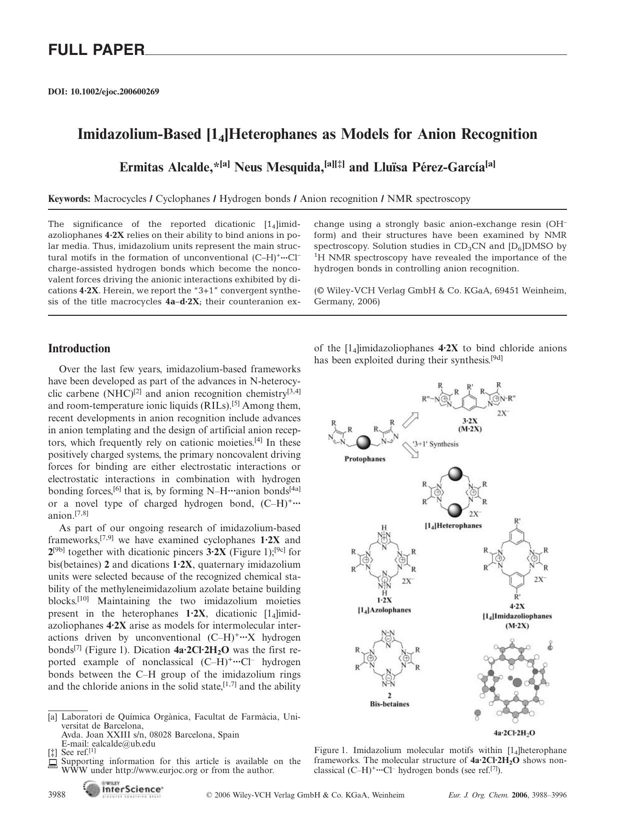 Imidazolium-Based [14]Heterophanes as Models for Anion Recognition by Unknown