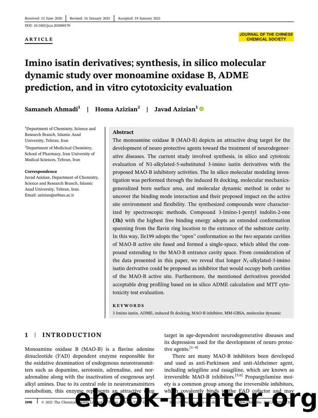 Imino isatin derivatives; Synthesis, In silico molecular dynamic study over MAO-B, ADME prediction and in vitro cytotoxicity evaluation by Unknown