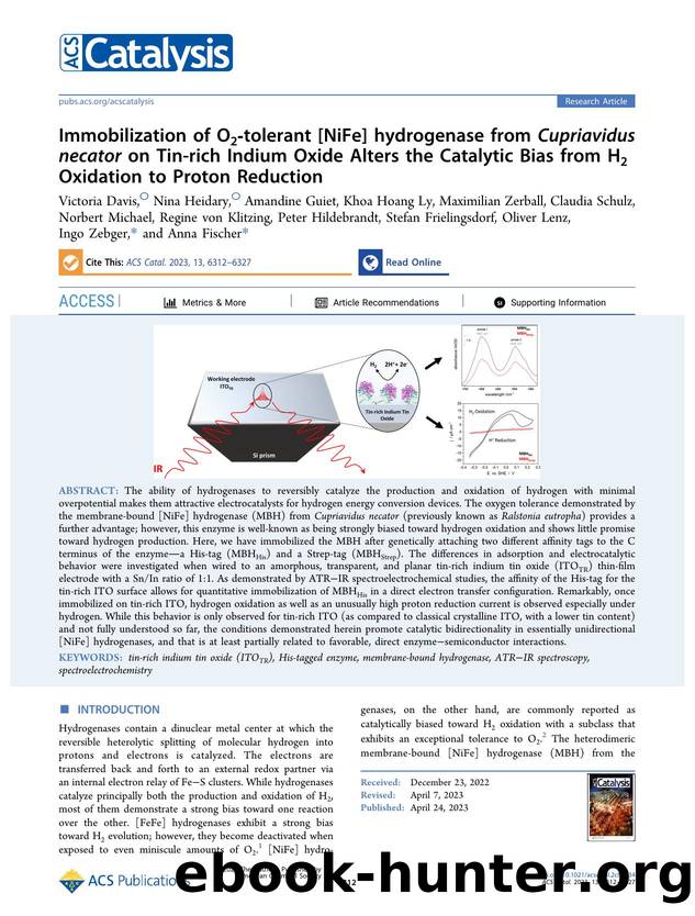 Immobilization of O2-tolerant [NiFe] hydrogenase from Cupriavidus necator on Tin-rich Indium Oxide Alters the Catalytic Bias from H2 Oxidation to Proton Reduction by unknow