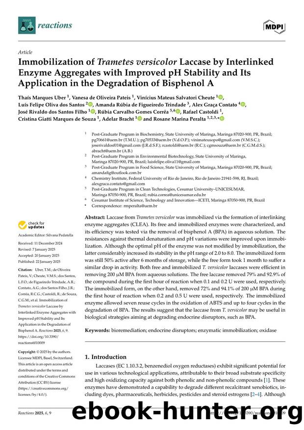 Immobilization of Trametes versicolor Laccase by Interlinked Enzyme Aggregates with Improved pH Stability and Its Application in the Degradation of Bisphenol A by unknow