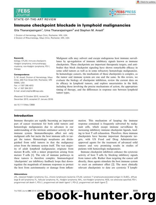 Immune checkpoint blockade in lymphoid malignancies by Unknown
