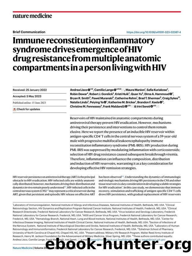 Immune reconstitution inflammatory syndrome drives emergence of HIV drug resistance from multiple anatomic compartments in a person living with HIV by unknow