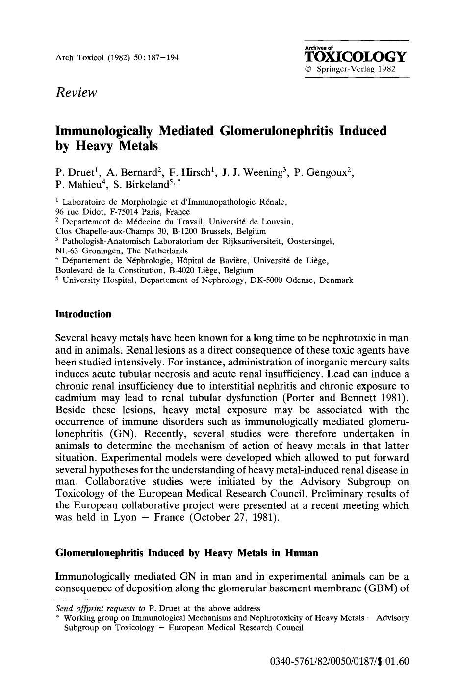 Immunologically mediated glomerulonephritis induced by heavy metals by Unknown
