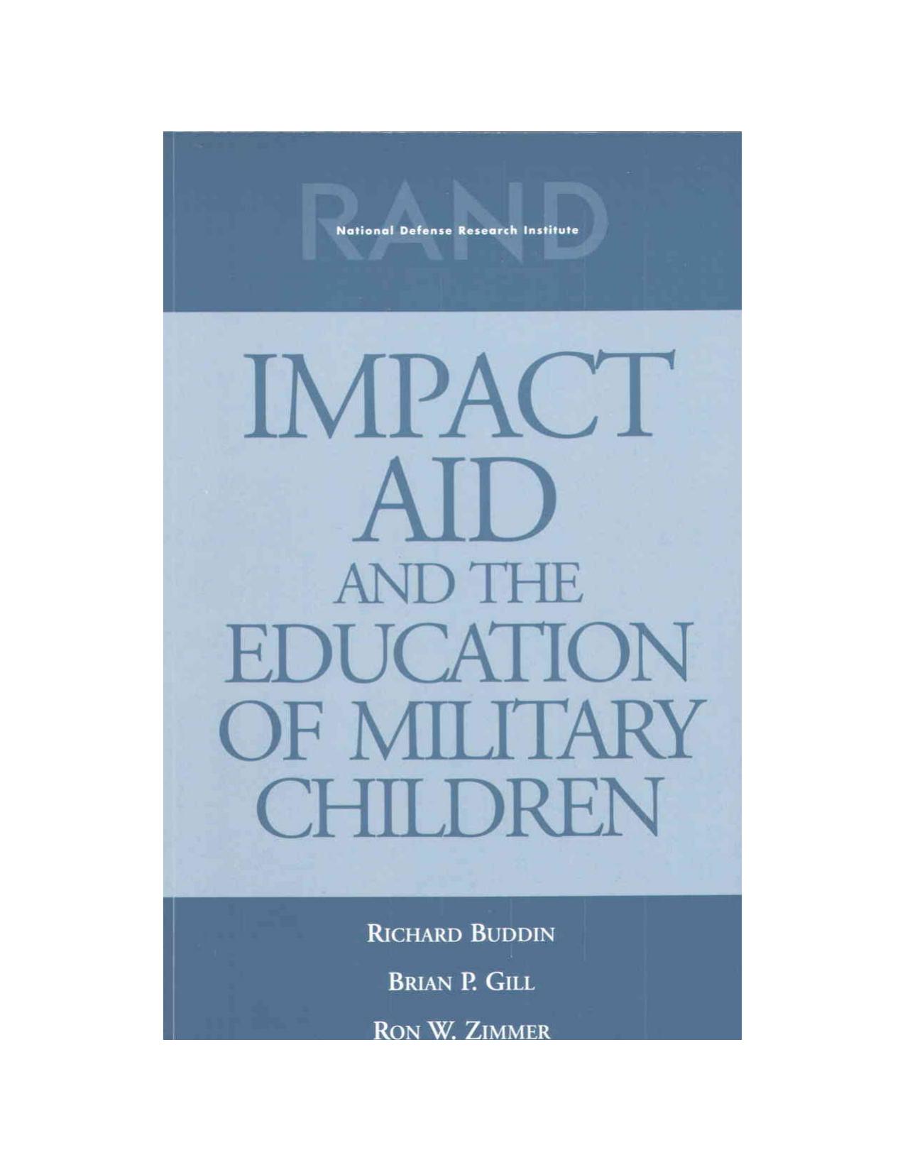 Impact Aid and the Education of Military Children by Richard Buddin