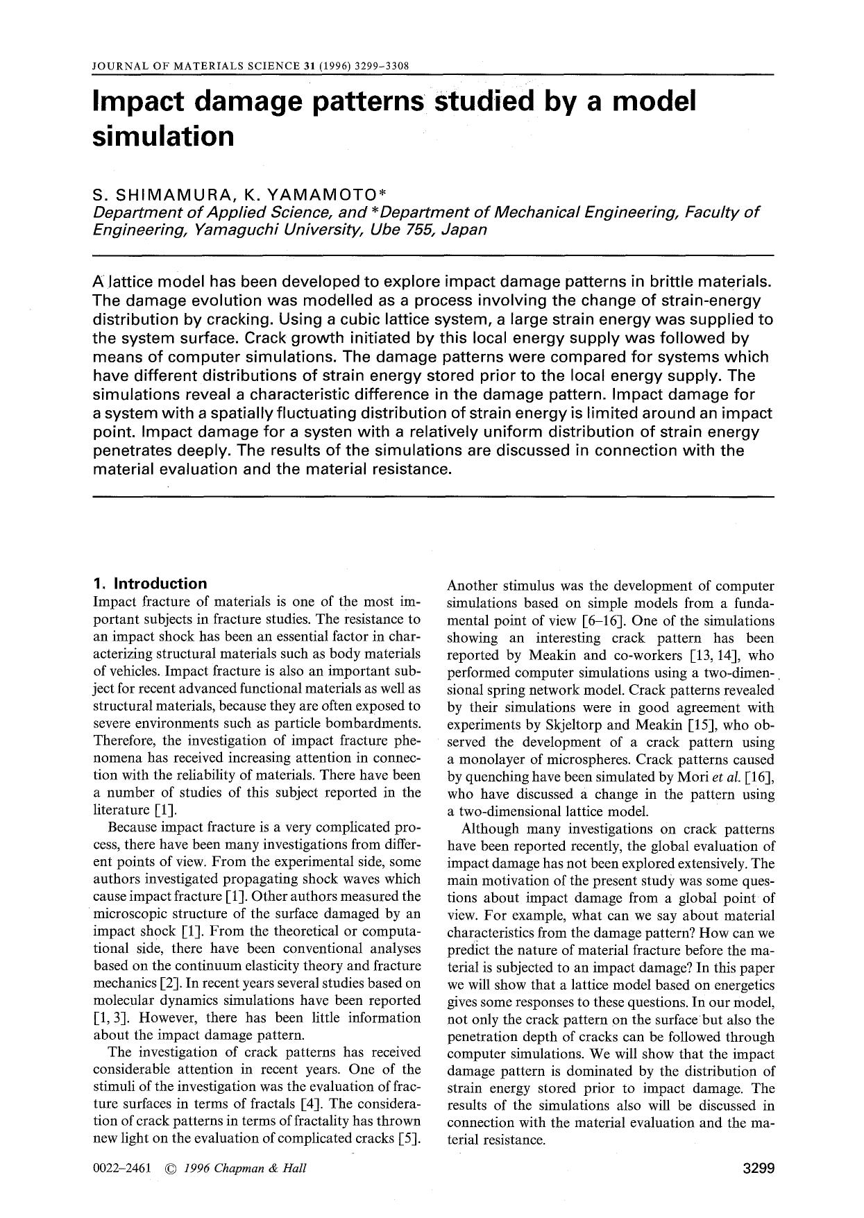 Impact damage patterns studied by a model simulation by Unknown
