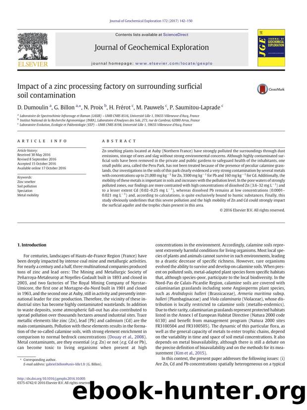 Impact of a zinc processing factory on surrounding surficial soil contamination by D. Dumoulin & G. Billon & N. Proix & H. Frérot & M. Pauwels & P. Saumitou-Laprade