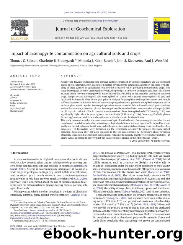 Impact of arsenopyrite contamination on agricultural soils and crops by unknow
