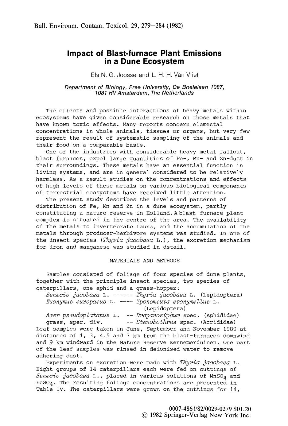 Impact of blast-furnace plant emissions in a dune ecosystem by Unknown