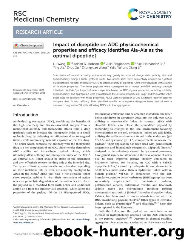 Impact of dipeptide on ADC physicochemical properties and efficacy identifies AlaâAla as the optimal dipeptide by unknow