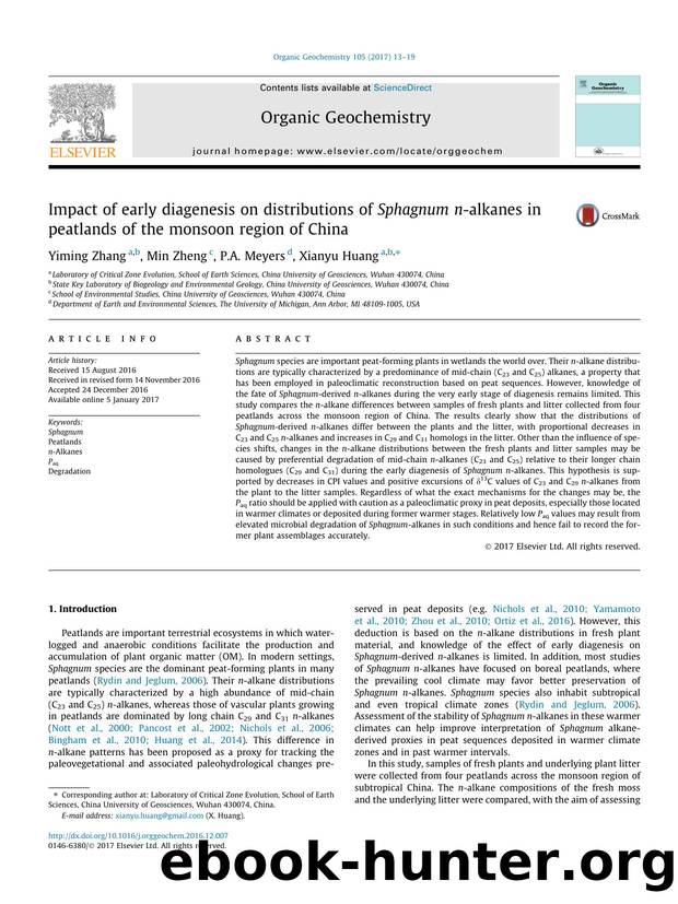 Impact of early diagenesis on distributions of Sphagnum n-alkanes in peatlands of the monsoon region of China by Yiming Zhang