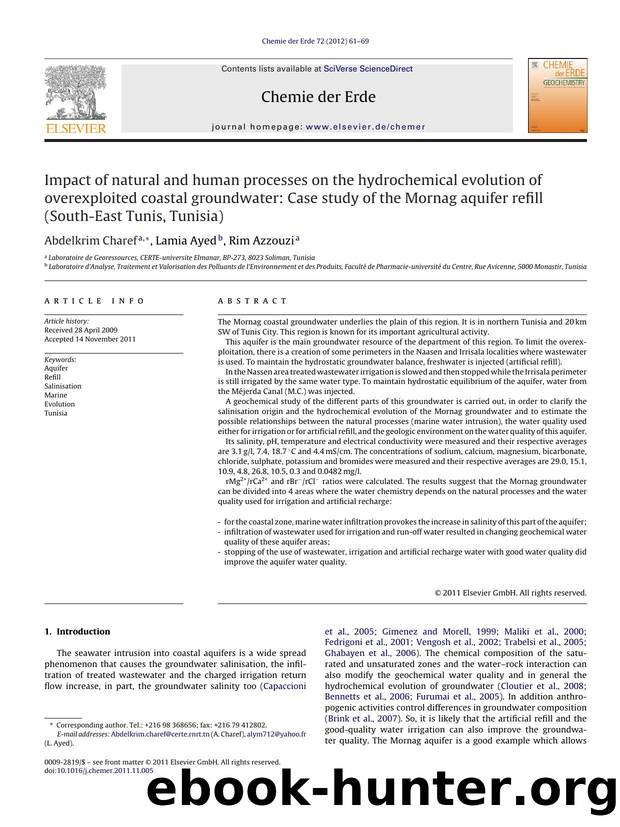 Impact of natural and human processes on the hydrochemical evolution of overexploited coastal groundwater: Case study of the Mornag aquifer refill (South-East Tunis, Tunisia) by Abdelkrim Charef