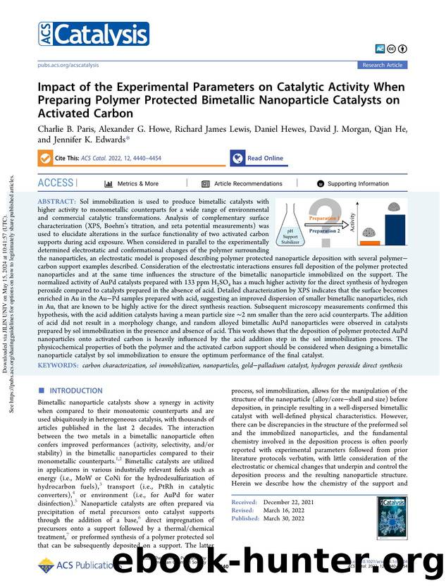 Impact of the Experimental Parameters on Catalytic Activity When Preparing Polymer Protected Bimetallic Nanoparticle Catalysts on Activated Carbon by unknow