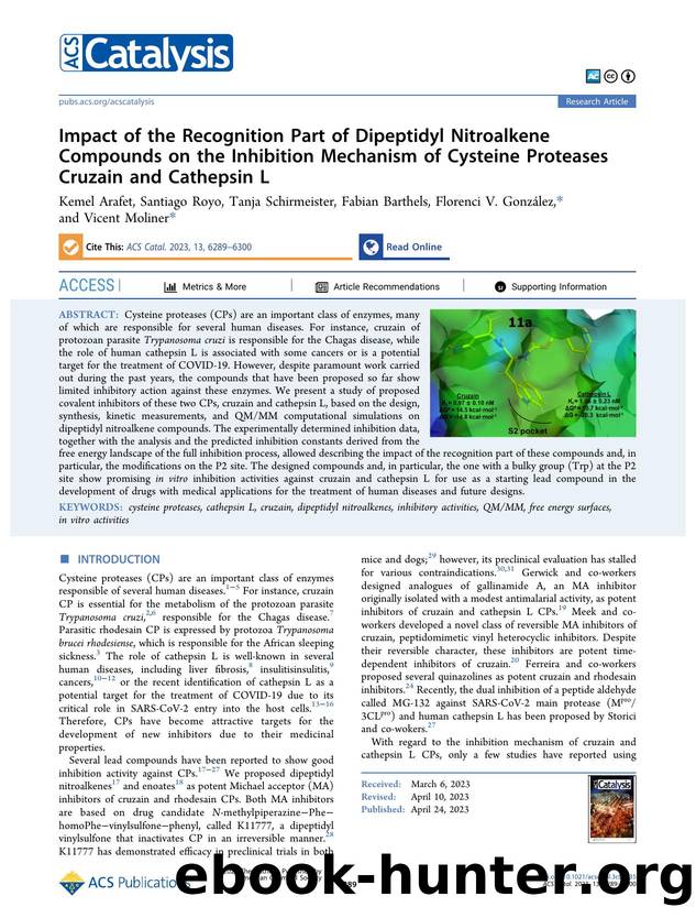 Impact of the Recognition Part of Dipeptidyl Nitroalkene Compounds on the Inhibition Mechanism of Cysteine Proteases Cruzain and Cathepsin L by unknow