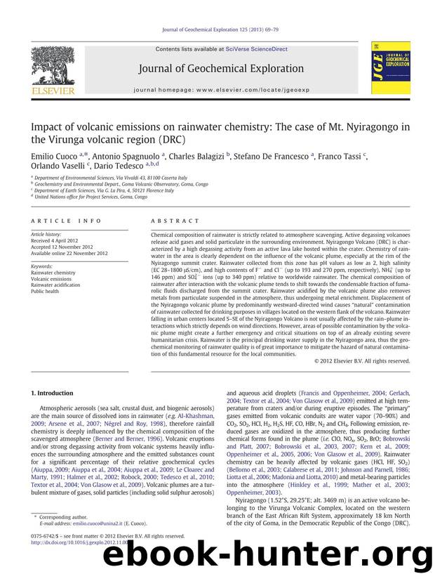 Impact of volcanic emissions on rainwater chemistry: The case of Mt. Nyiragongo in the Virunga volcanic region (DRC) by Unknown
