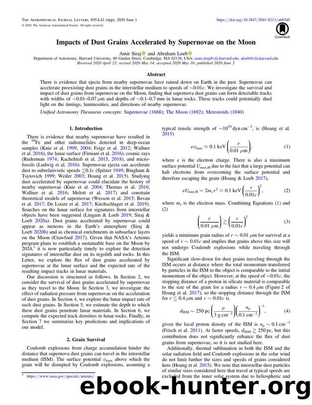 Impacts of Dust Grains Accelerated by Supernovae on the Moon by Amir Siraj & Abraham Loeb